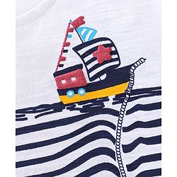 Babyhug Half Sleeves T-Shirt Sailor Print - White