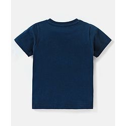 Babyhug Cotton Knit Half Sleeves T-Shirt Yatch Print - Navy Blue