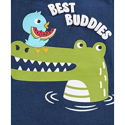 Babyhug Cotton Sleeveless T-Shirt Croc Print - Blue