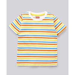 Babyhug Cotton Half Sleeves T-Shirt Stripes & Pine Tree Print Pack of 3 - Yellow & White