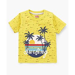 Babyhug Cotton Half Sleeves T-Shirt Stripes & Pine Tree Print Pack of 3 - Yellow & White