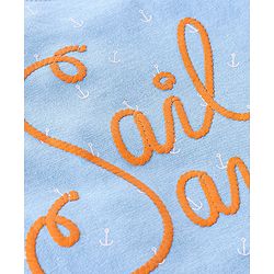 Babyhug Cotton Knit Sleeveless T-Shirt Sail Away Embroidery - Blue
