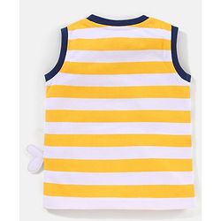 Babyhug Cotton Sleeveless T-Shirt Shark Print - Yellow