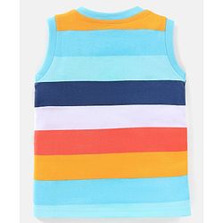 Babyhug Cotton Sleeveless T-Shirt Happy Days Print - Blue