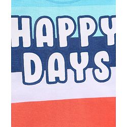 Babyhug Cotton Sleeveless T-Shirt Happy Days Print - Blue