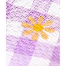 Babyhug 100% Cotton Sleeveless Jumpsuit Checks & Floral Print - Purple