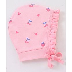 Babyhug Cotton Caps Floral Print Pack of 2 - Blue & Pink