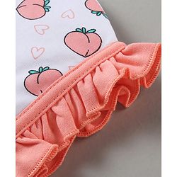 Babyhug 100% Cotton Cap Mitten Booties Set Peach Print - Peach