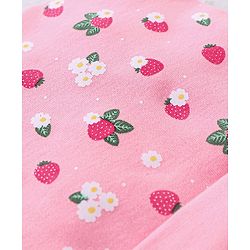 Babyhug 100% Cotton Cap Mittens & Booties Strawberry Printed - Diameter 11 cm