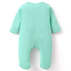 Babyhug Cotton Knit  Full Sleeves Elephant & Polka Dots Printed Footed Sleepsuits Pack of 2 - Green & Pink