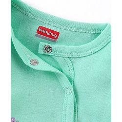 Babyhug Cotton Knit  Full Sleeves Elephant & Polka Dots Printed Footed Sleepsuits Pack of 2 - Green & Pink