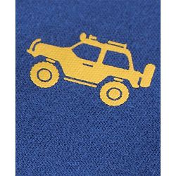 Babyhug Cotton Full Sleeves Footed Sleepsuit Car Print - Navy Blue