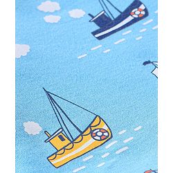 Babyhug Cotton Full Sleeves Sleep Suit Boat Print - Blue