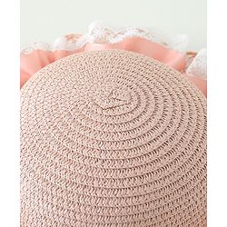 Babyhug Lace & Ribbon Bow Applique Straw Hats With Purse  Pink - Diameter 17.5 cm