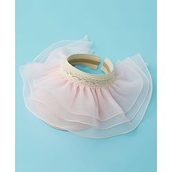 Babyhug Straw Hats With Net Frill & Lacework Applique  Pink - Diameter 37 cm