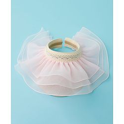 Babyhug Straw Hats With Net Frill & Lacework Applique  Pink - Diameter 37 cm