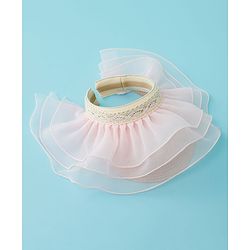 Babyhug Straw Hats With Net Frill & Lacework Applique  Pink - Diameter 37 cm