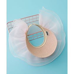 Babyhug Straw Hats With Net Frill & Lacework Applique  Pink - Diameter 37 cm