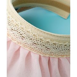Babyhug Straw Hats With Net Frill & Lacework Applique  Pink - Diameter 37 cm