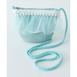 Babyhug Pearl Applique Straw Hat With Purse  Pink - Diameter 17.5 cm