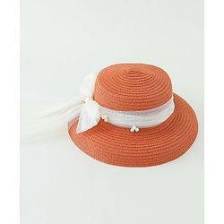 Babyhug Straw Hats With Bow Applique -Orange