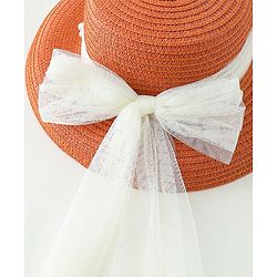 Babyhug Straw Hats With Bow Applique -Orange