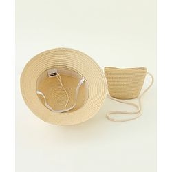Babyhug Straw Hat With Crochet  Fruit Applique & Purse  Beige - Diameter 17.5 cm