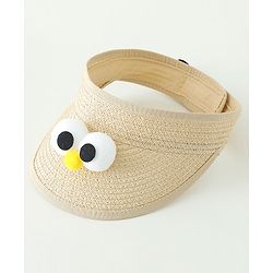 Babyhug Straw Hat With Face Applique & Purse Beige- Diameter 48 cm