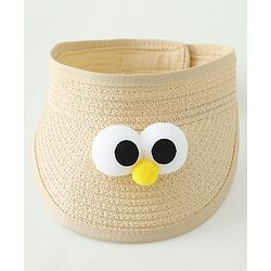 Babyhug Straw Hat With Face Applique & Purse Beige- Diameter 48 cm