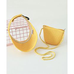 Babyhug Straw Hat With Face Applique & Purse Beige- Diameter 48 cm