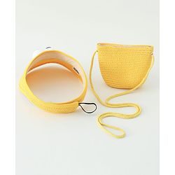 Babyhug Straw Hat With Face Applique & Purse Beige- Diameter 48 cm