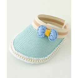 Babyhug Crochet Straw Hat With Bow   Green - Diameter 37 cm