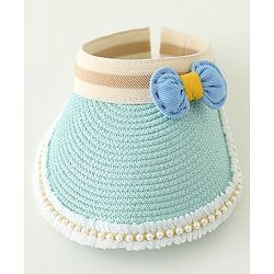 Babyhug Crochet Straw Hat With Bow   Green - Diameter 37 cm