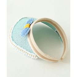 Babyhug Crochet Straw Hat With Bow   Green - Diameter 37 cm