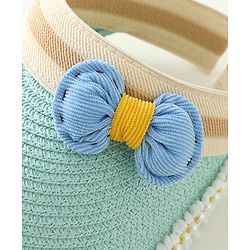 Babyhug Crochet Straw Hat With Bow   Green - Diameter 37 cm