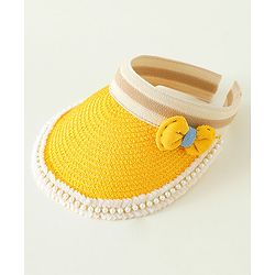 Babyhug Crochet Straw Hat With Bow Yellow -  Diameter 37 cm