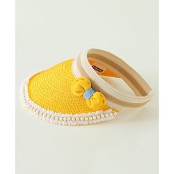 Babyhug Crochet Straw Hat With Bow Yellow -  Diameter 37 cm