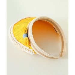 Babyhug Crochet Straw Hat With Bow Yellow -  Diameter 37 cm