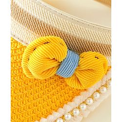 Babyhug Crochet Straw Hat With Bow Yellow -  Diameter 37 cm