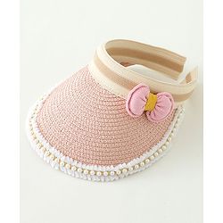 Babyhug Crochet Straw Hat With Bow  Pink -  Diameter 37 cm