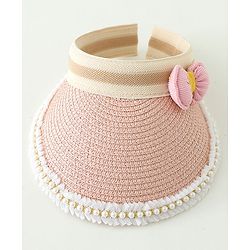 Babyhug Crochet Straw Hat With Bow  Pink -  Diameter 37 cm