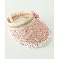 Babyhug Crochet Straw Hat With Bow  Pink -  Diameter 37 cm
