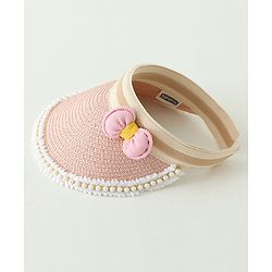 Babyhug Crochet Straw Hat With Bow  Pink -  Diameter 37 cm