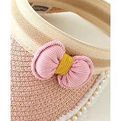 Babyhug Crochet Straw Hat With Bow  Pink -  Diameter 37 cm