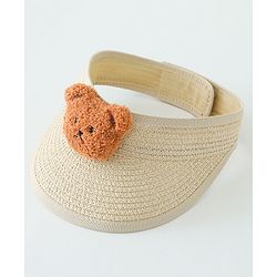 Babyhug Straw Hat With Bear Applique & Purse Beige - Diameter 48 cm