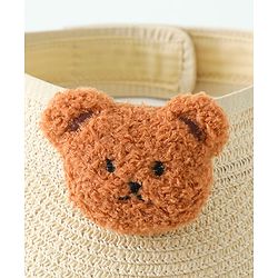 Babyhug Straw Hat With Bear Applique & Purse Beige - Diameter 48 cm