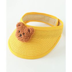 Babyhug Straw Hat With Bear Applique & Purse  Yellow - Diameter 48 cm