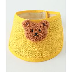 Babyhug Straw Hat With Bear Applique & Purse  Yellow - Diameter 48 cm