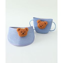 Babyhug Straw Hat With Bear Applique & Purse  Yellow - Diameter 48 cm