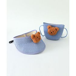 Babyhug Straw Hat With Bear Applique & Purse  Yellow - Diameter 48 cm